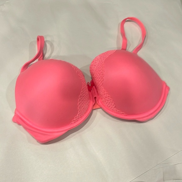 Victoria’s Secret Body Push Up Bra 36DD salmon color/pink lace padded size 36DDD - Picture 1 of 6